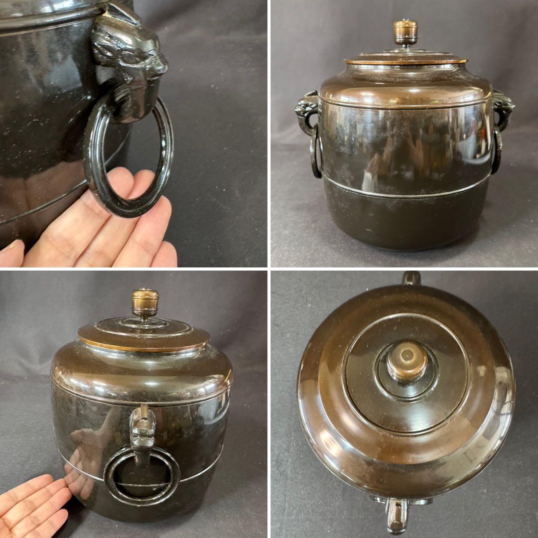 G21 送料無料　唐銅皆具　建水　尺立　水指　茶道具　蓋置 共箱　在銘