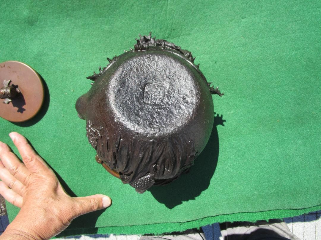 鉄瓶　銅蓋　細工物　水漏れ等なし　飾り物　1個