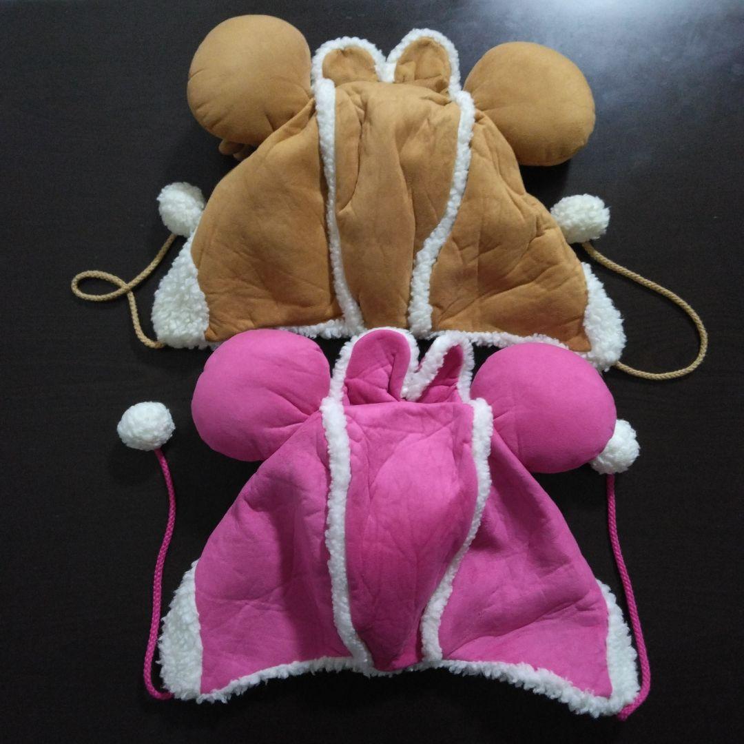 ディズニー　ミニー　ムートン　ファンキャップ　ブラウン　ピンク　セット　ペア