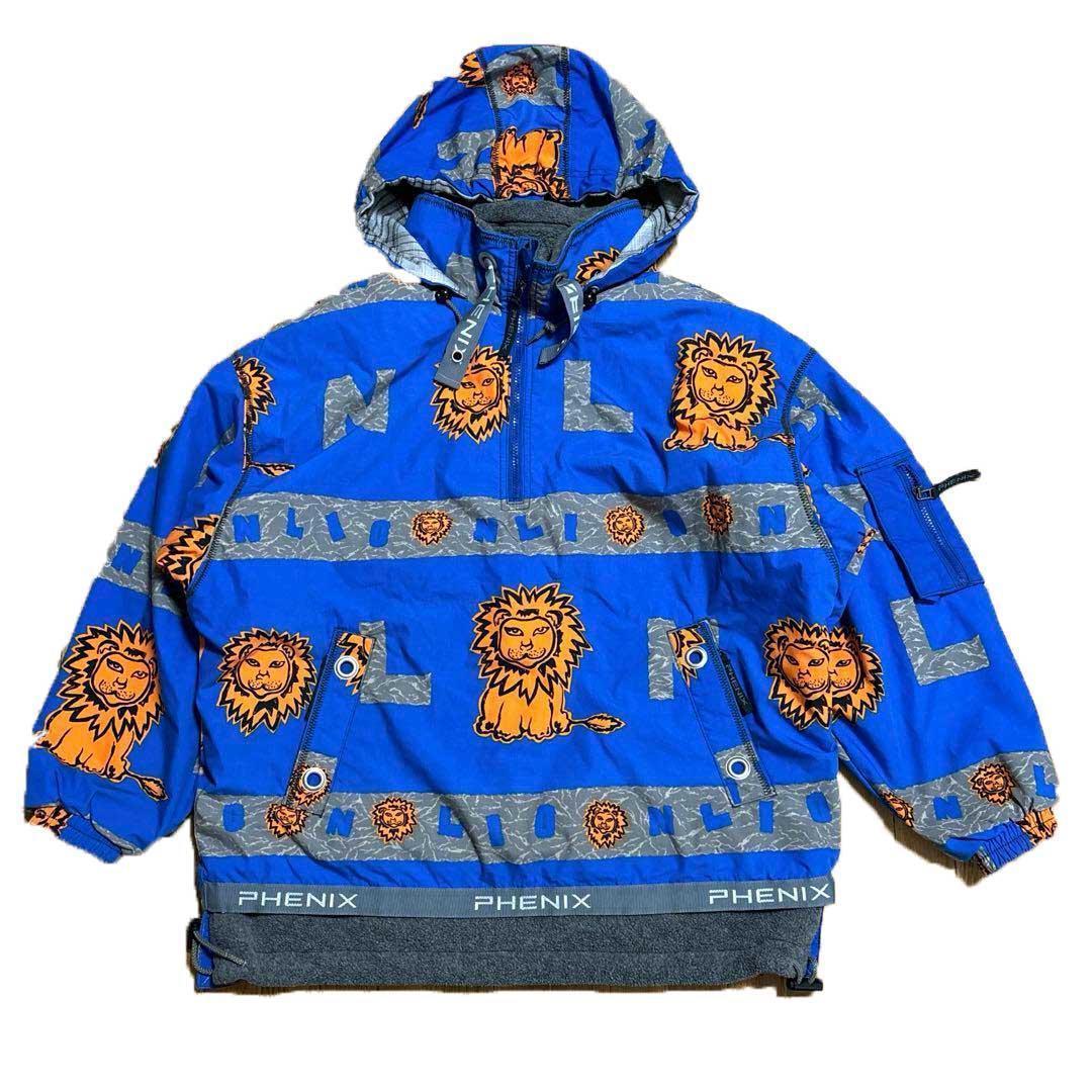 90s PHENIX スキーウェア 青 オレンジ O ライオン プルオーバー
