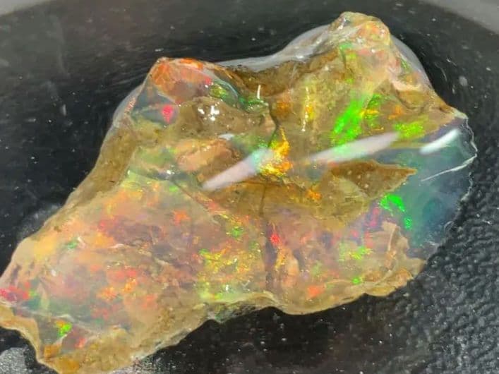 【30CT】エチオピア　オパール　鉱石　標本　遊色　クリア　虹色