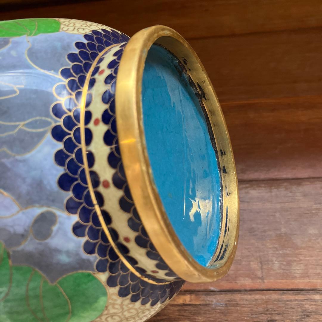 【専用】中国美術 七宝焼 金彩 花鳥図 梅に時鳥 大花瓶 花器 花詰 壺