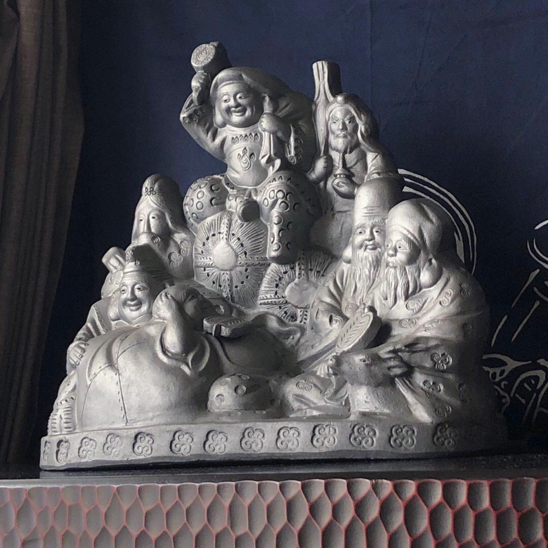 【特注品・三州瓦】第二代鬼金 鬼師 神谷直之 作　いぶし銀 七福神【一点もの】