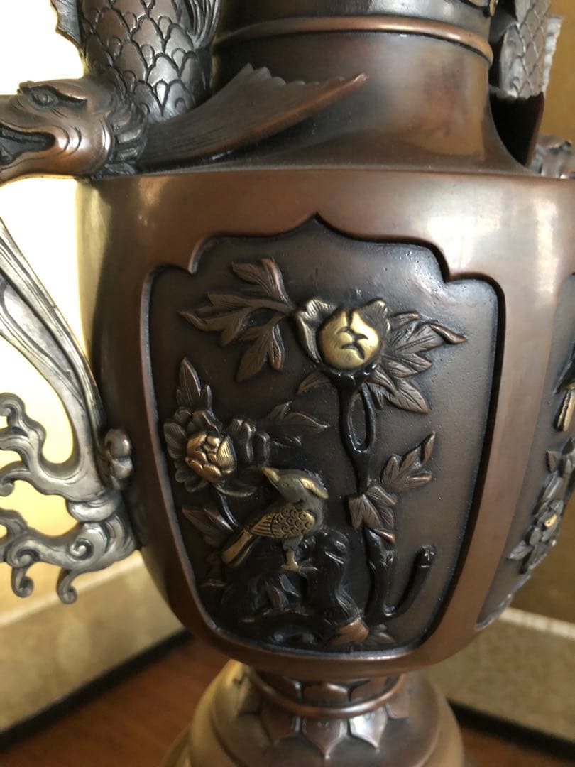 花器 蝋型 青銅製 47cm