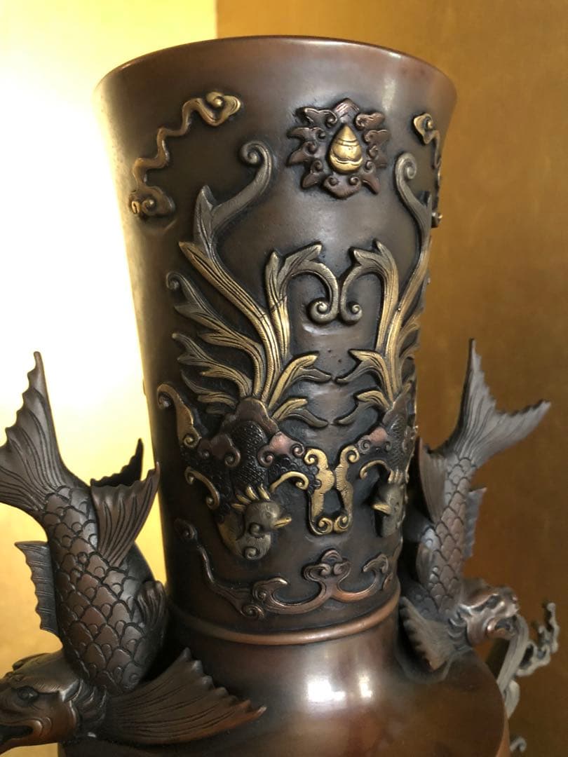 花器 蝋型 青銅製 47cm