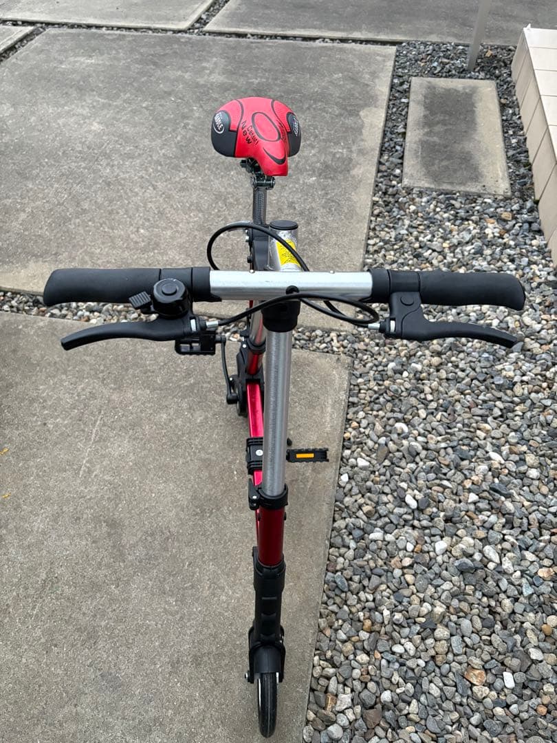 折りたたみ自転車 黒赤 コンパクト収納　 軽量 高さ4段階