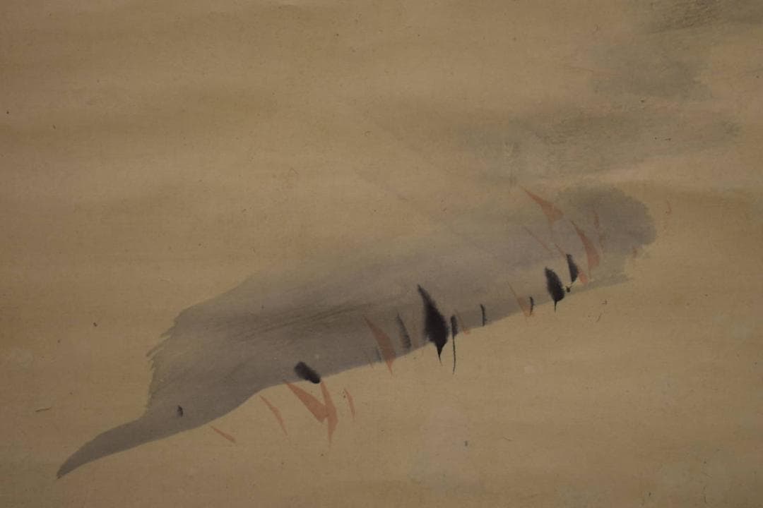 真作/田中納言/松に鳥図/絹表装/桐題箱付/布袋屋掛軸HI-716