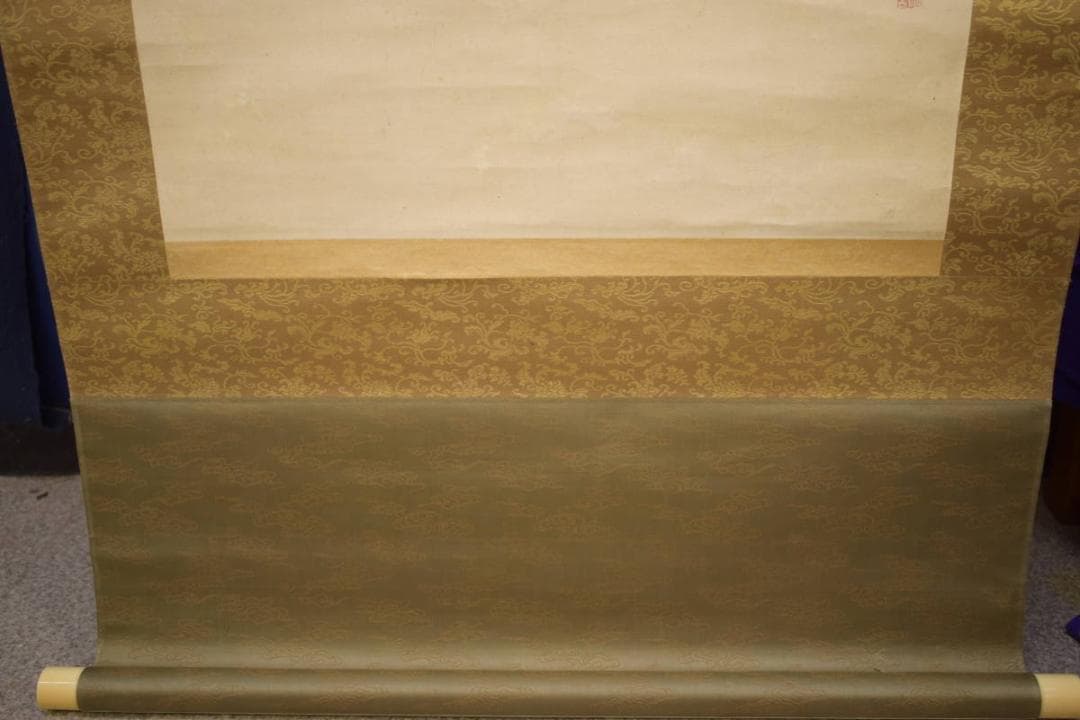 真作/田中納言/松に鳥図/絹表装/桐題箱付/布袋屋掛軸HI-716