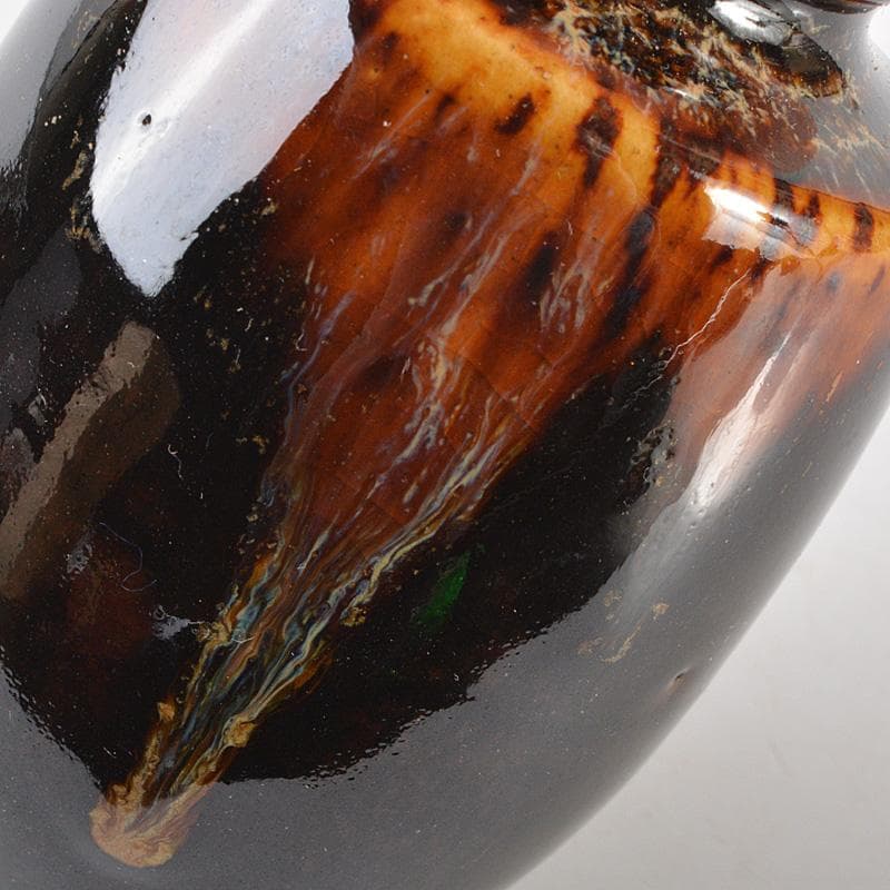 茶道具　京焼　洛東 　桶谷定一作　瀬戸釉　肩衝茶入　仕覆付　共箱　V　R7143