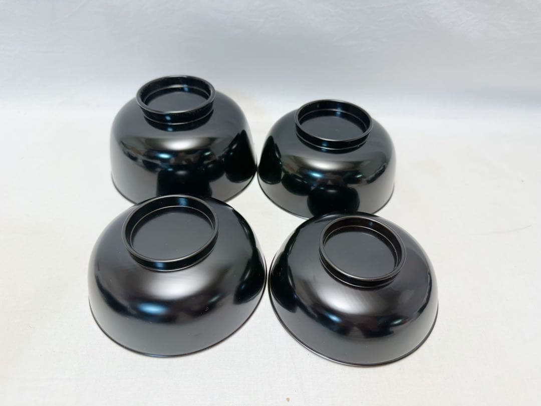 懐石道具 塗師 秀雄造 木製黒塗 特製 小丸椀 四つ椀 6客組 共箱