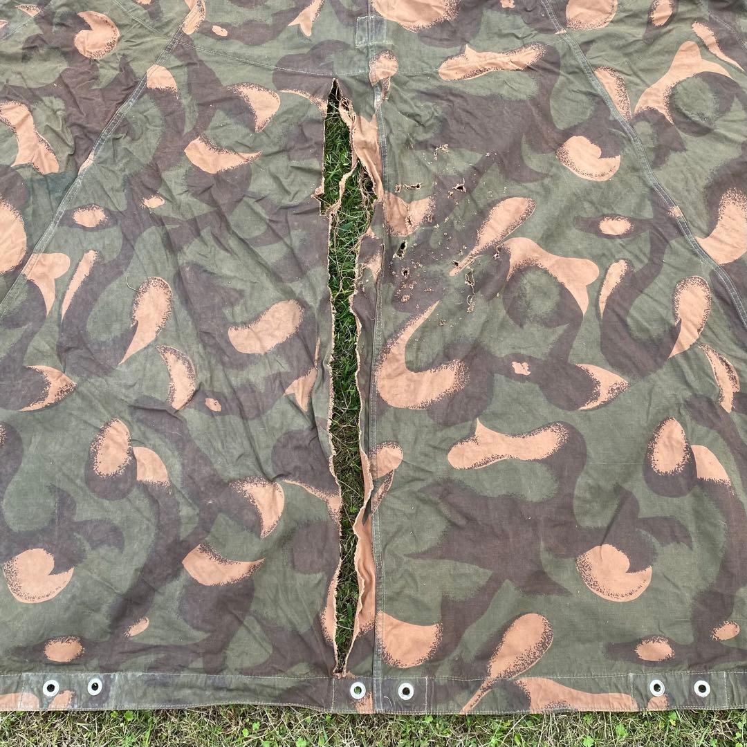 【破れ大】ハンガリー軍　軍幕　ポンチョ　１枚⑤　 ハリケーンカモ　 ミリタリー