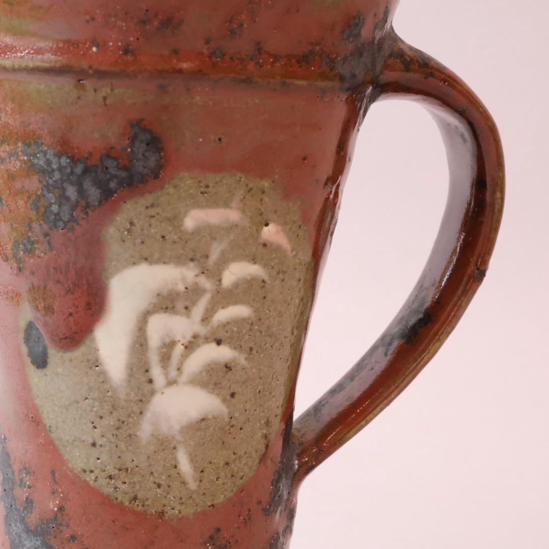 人間国宝 島岡達三 辰砂釉 象嵌ジョッキ 共箱