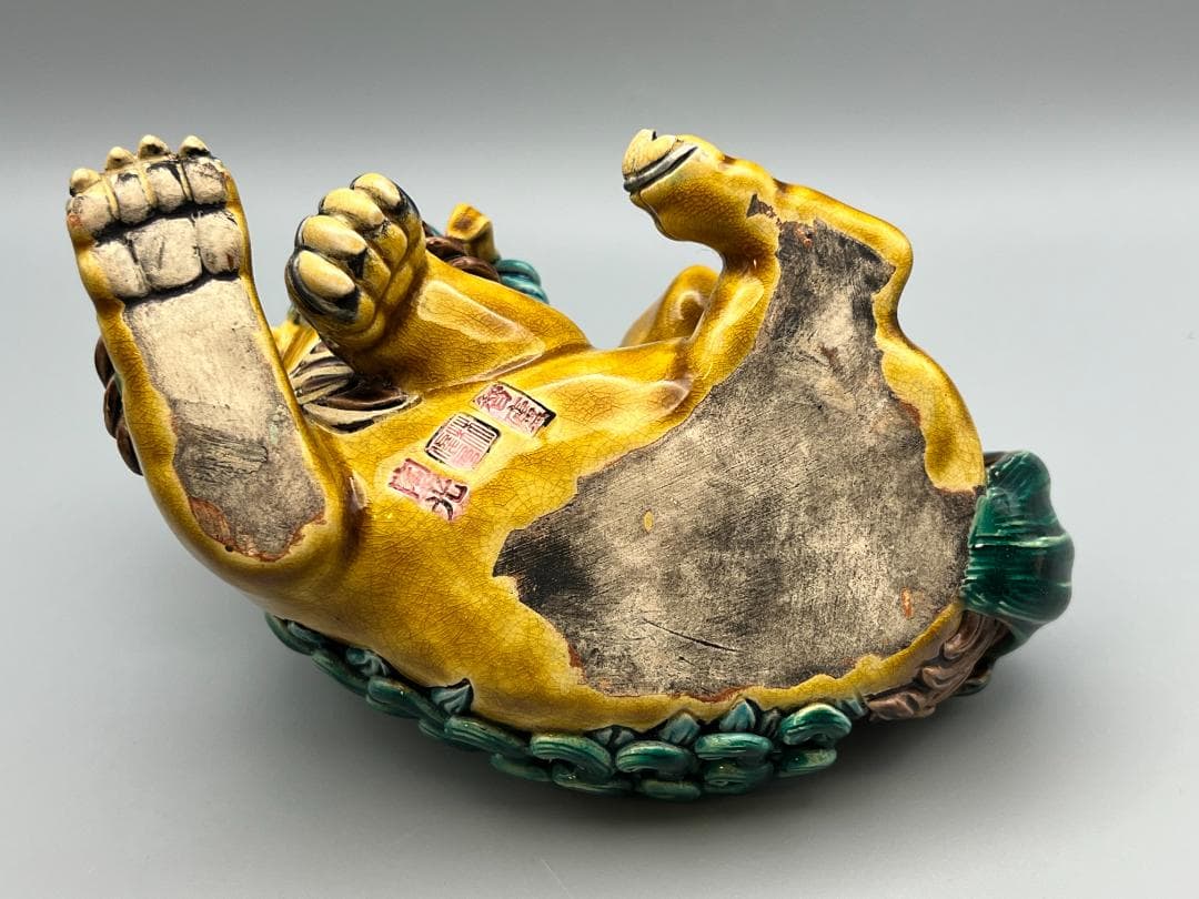 両獅子　置物　智盧　陶光　林智信　交趾焼　陶磁器　台湾交趾