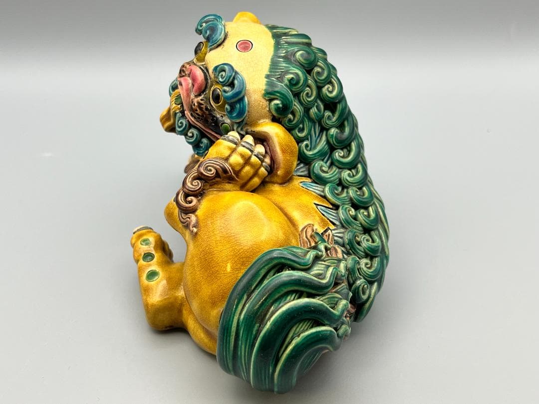 両獅子　置物　智盧　陶光　林智信　交趾焼　陶磁器　台湾交趾