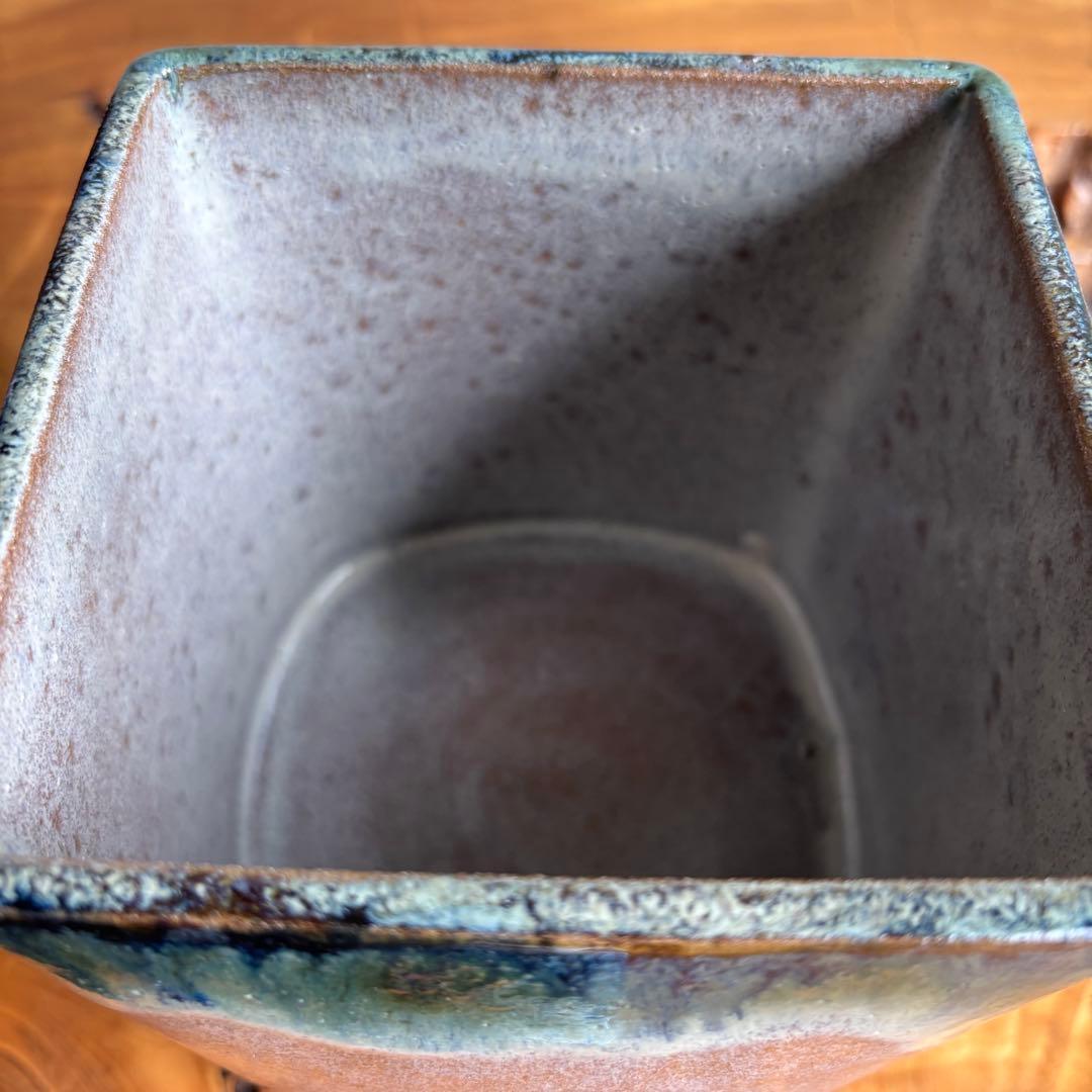 赤膚焼 水指 大塩正人造 織部流し 茶道具 共箱
