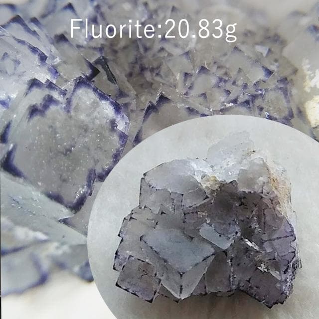 20.83g　縁取りフローライト　キューブタイプ　鉱物標本　フローライト