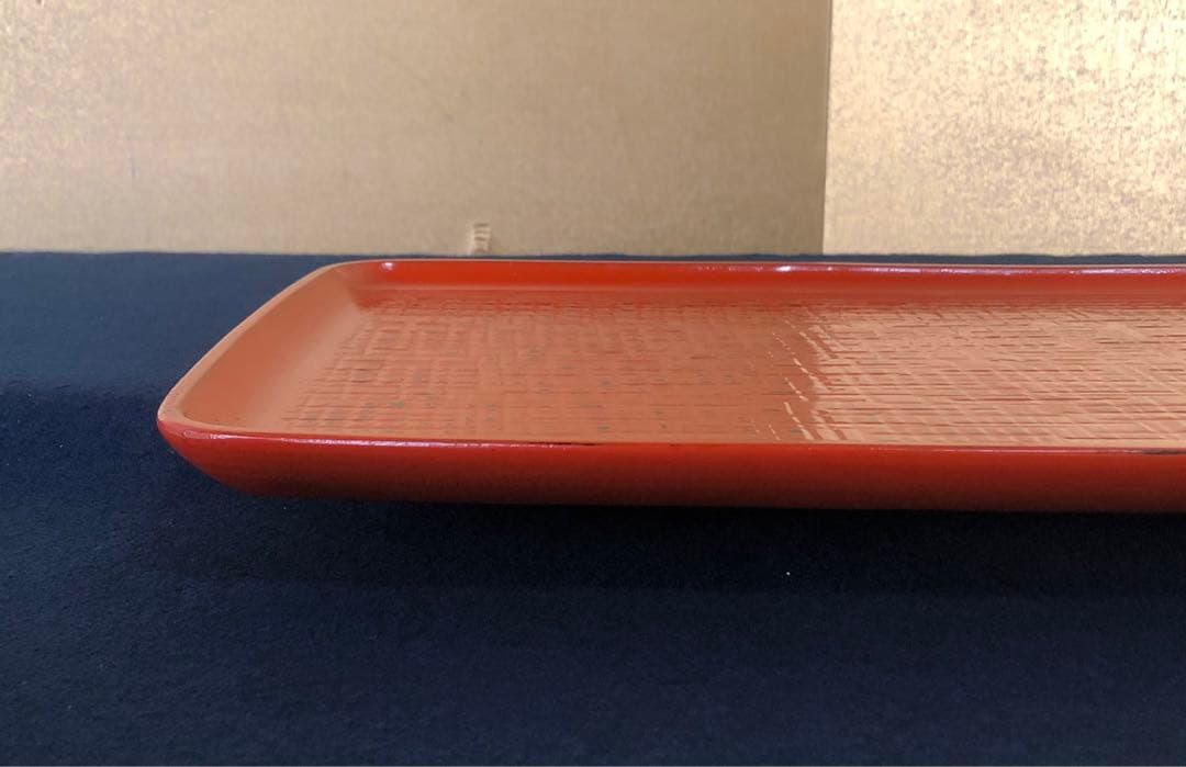 《R》根来塗 胴張 折敷膳5客 木製漆器 木箱　260203く4