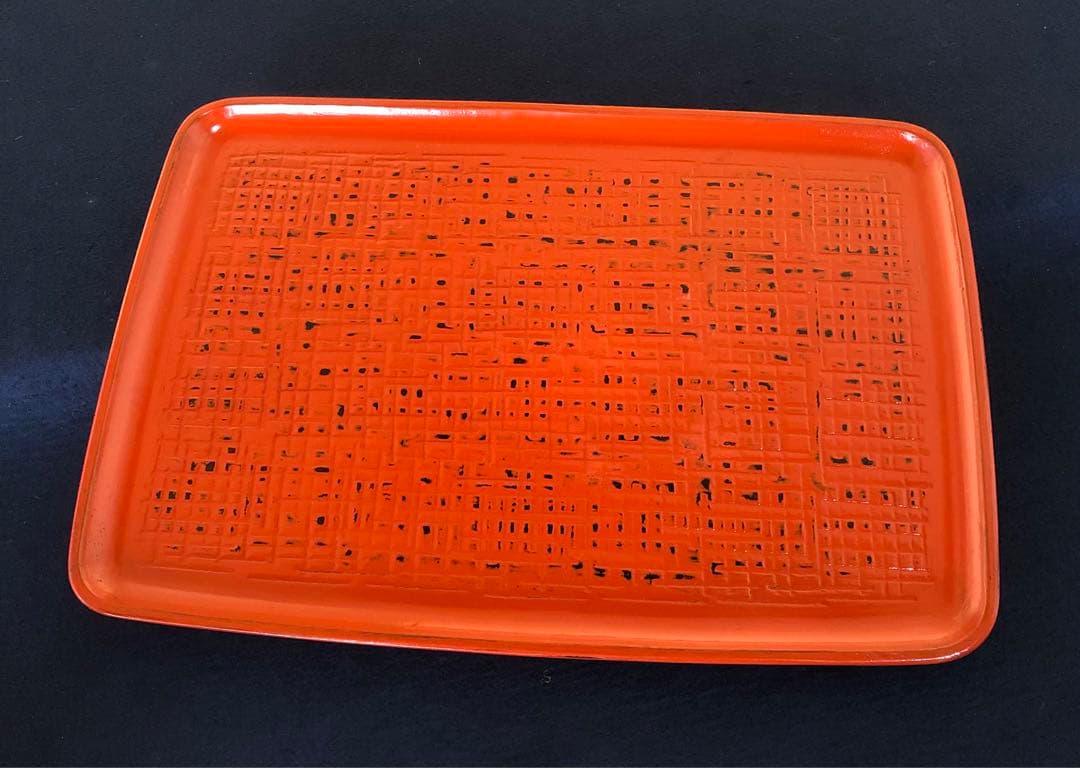 《R》根来塗 胴張 折敷膳5客 木製漆器 木箱　260203く4