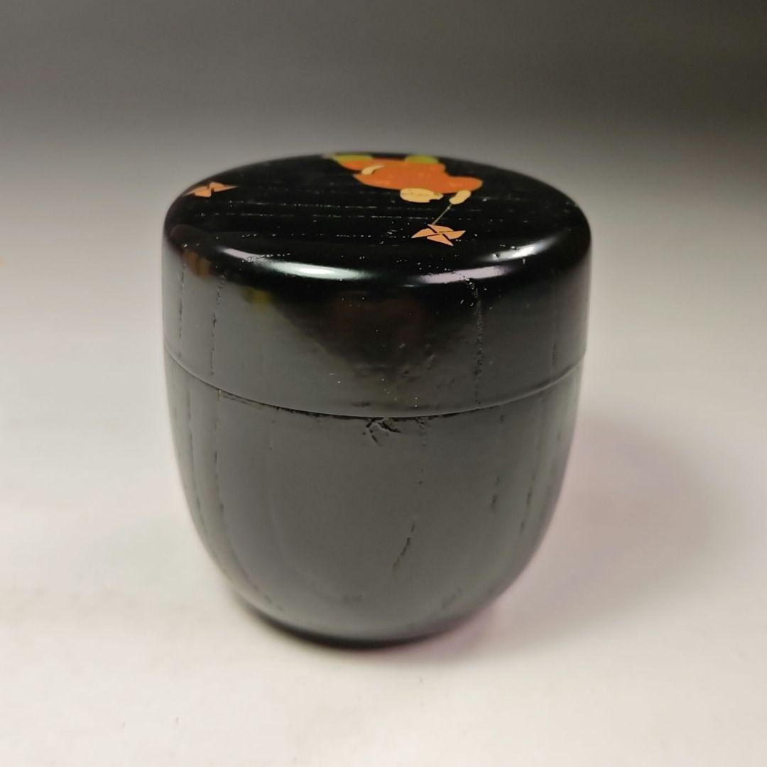 イ451 棗『桜井一良作』『唐子遊び　欅中棗　共箱』漆塗　茶道具