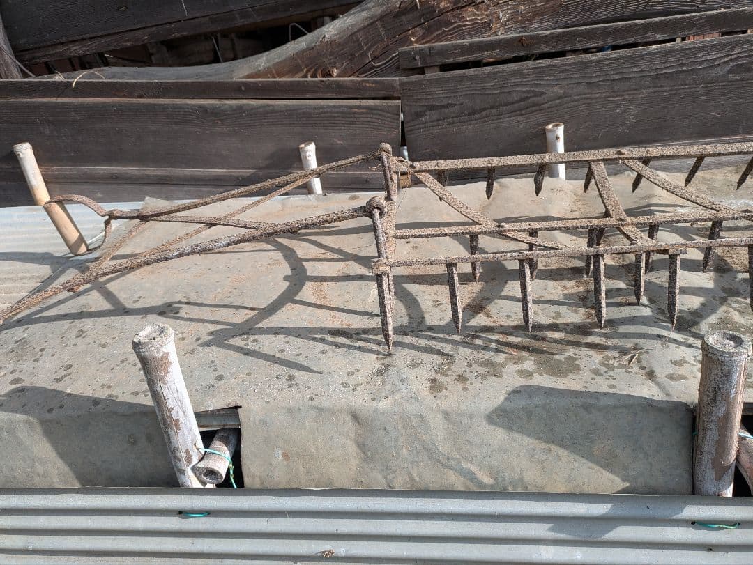 除草機　古道具　金属製農具 約200cm×40cm　田んぼ　アンティーク