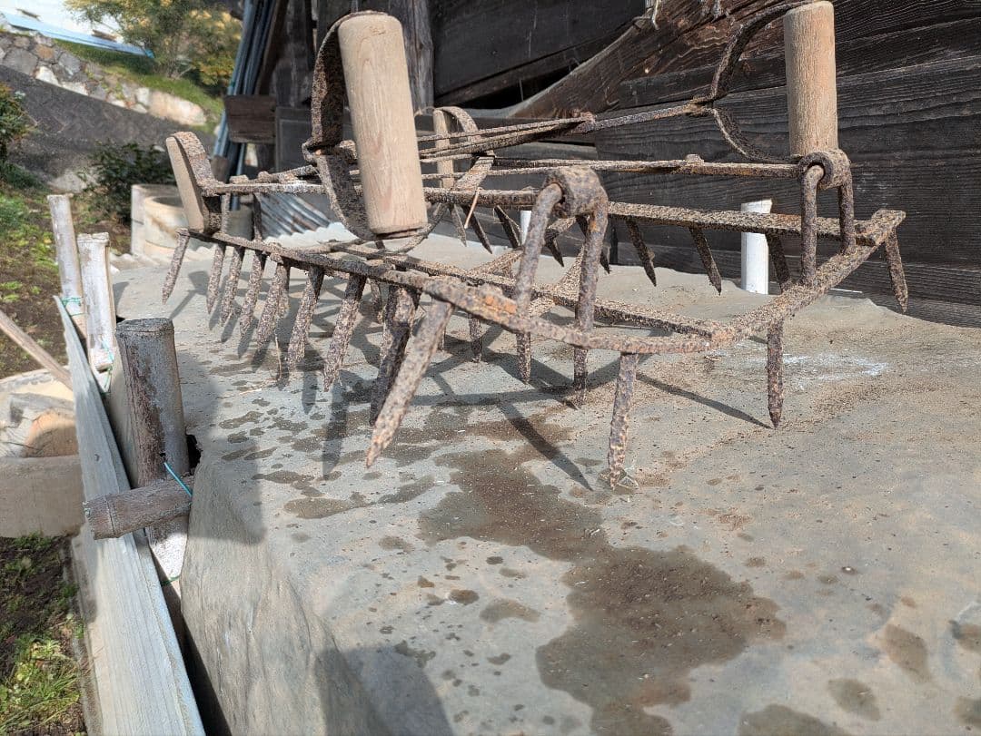 除草機　古道具　金属製農具 約200cm×40cm　田んぼ　アンティーク