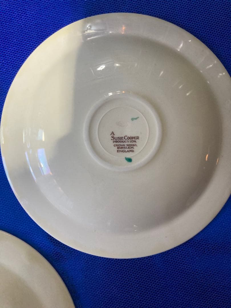 スージークーパー　パトリシアローズ　スープカップ　ソーサー　グリーン　4客分