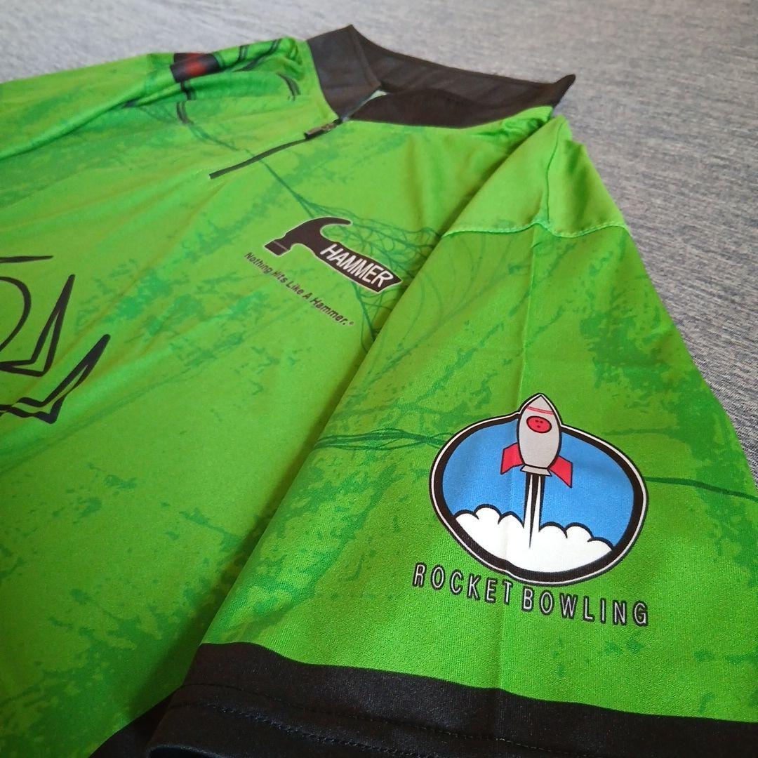 ボウリングウェア　サイズ3XL　ブラックウィドー　グリーン　スパイダー　ハンマー