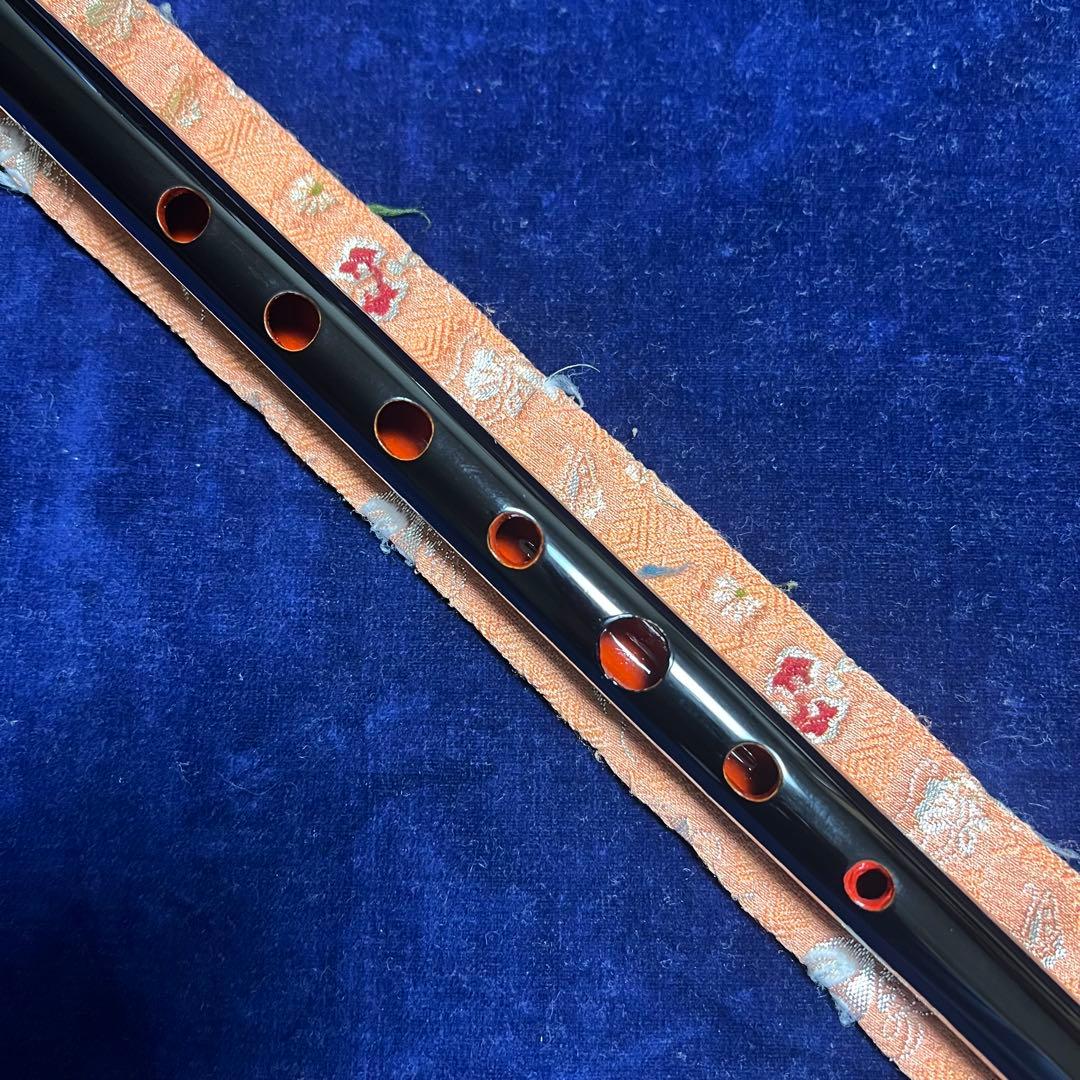 篠笛丸山 5本調子 唄物 黒漆塗 笛袋付