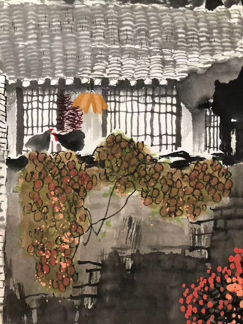 中国画 北京 趙景岩［風景画］紙本　額入　ガラス張り！