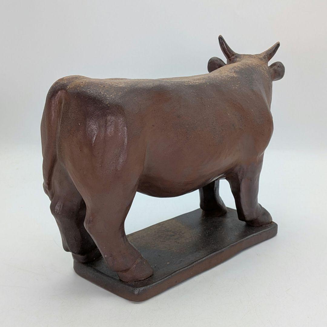 武用君彦 備前焼 干支置物「丁丑」 共箱共布栞 丑年 牛 ウシ 縁起物 在銘