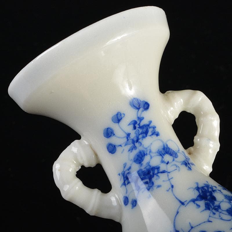 瀬戸焼　古瀬戸　染付　花蝶文　双耳瓶　H　R7183