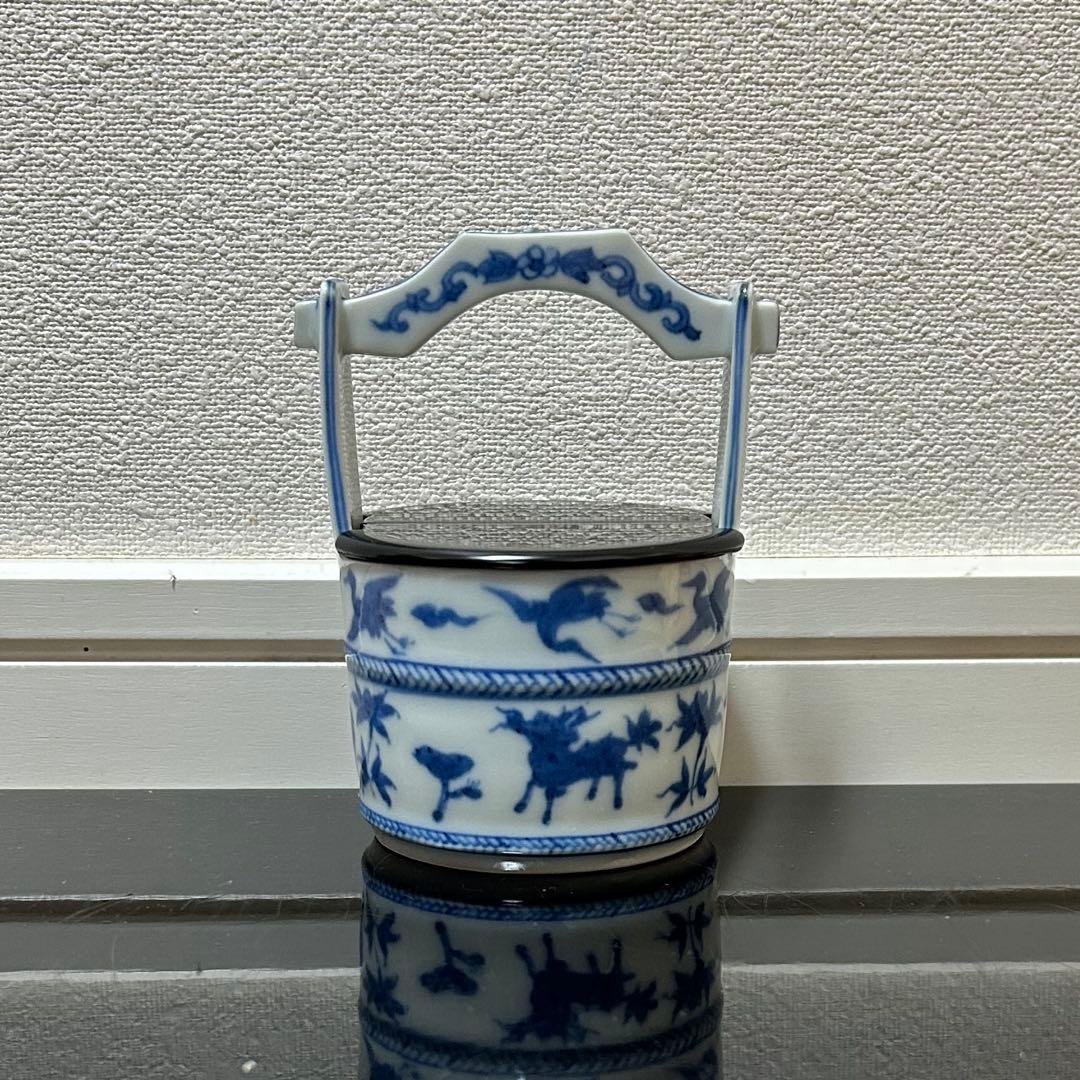 染付吉祥文手桶茶入　茶道具懐石鵬雲斎坐忘斎淡々斎即中斎而妙斎棗水指茶杓水屋茶碗釜