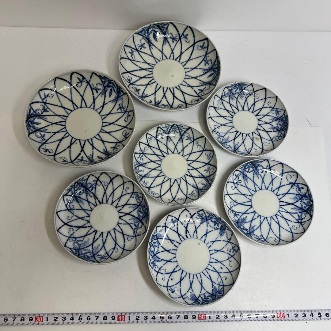 江戸後期　古伊万里　上手竹花文　中皿、猪口　通り物15点　東さ8-0124☆2F