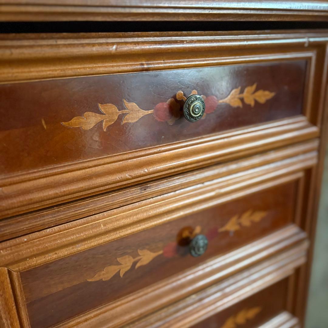 イタリア　象嵌7段チェスト　ミドルチェスト　ヴィンテージ