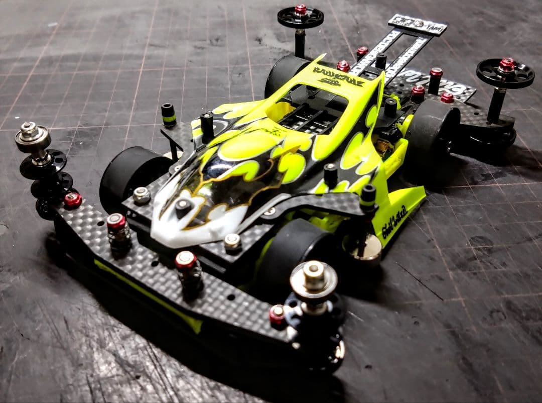 ミニ四駆　完成品　サンダーショット　蛍光イエロー　MSフレキ