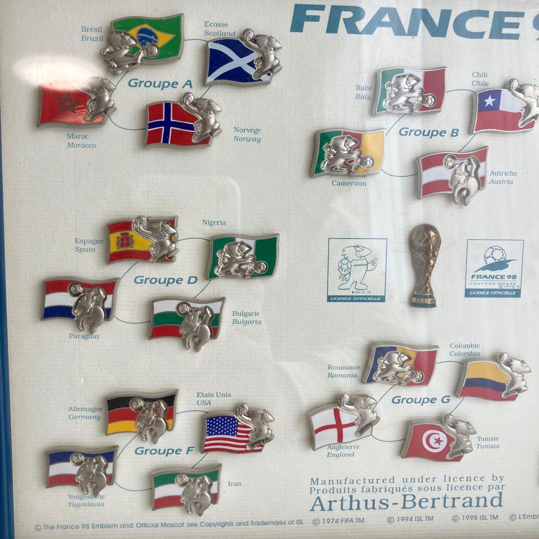 フランスワールドカップサッカー'98 32ヵ国 ピンバッジ 額入り