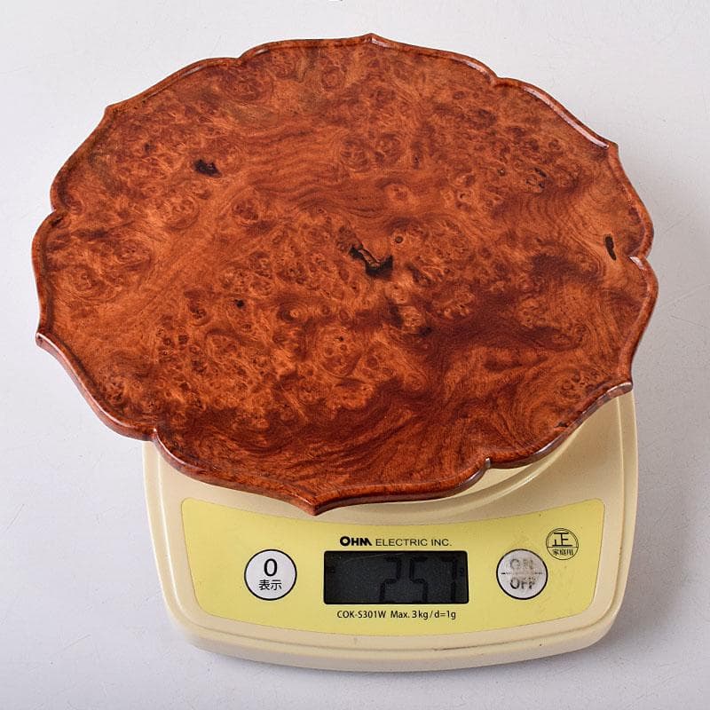 中国　花梨葡萄木瘤木　煎茶盆　香盆　輪花盆　M　8021E