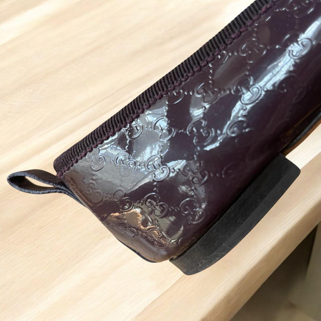 GUCCI フラット　バレエシューズ　レザー　ダークパープル　CG柄　36