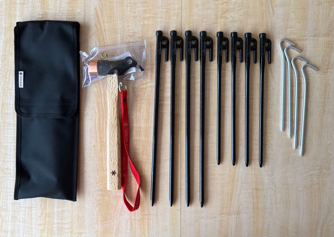  peak スノーピーク タープ設営セット (ハンマー/ペグ/ケース)