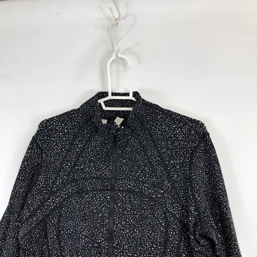 ルルレモン ジップジャケット ブラック 伸縮　ドット柄 12サイズ