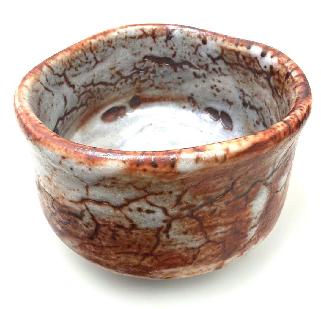 抹茶茶碗 [加藤寿逸] 乾山写 鼠志野焼 共箱（作家自筆箱書き・落款入）付