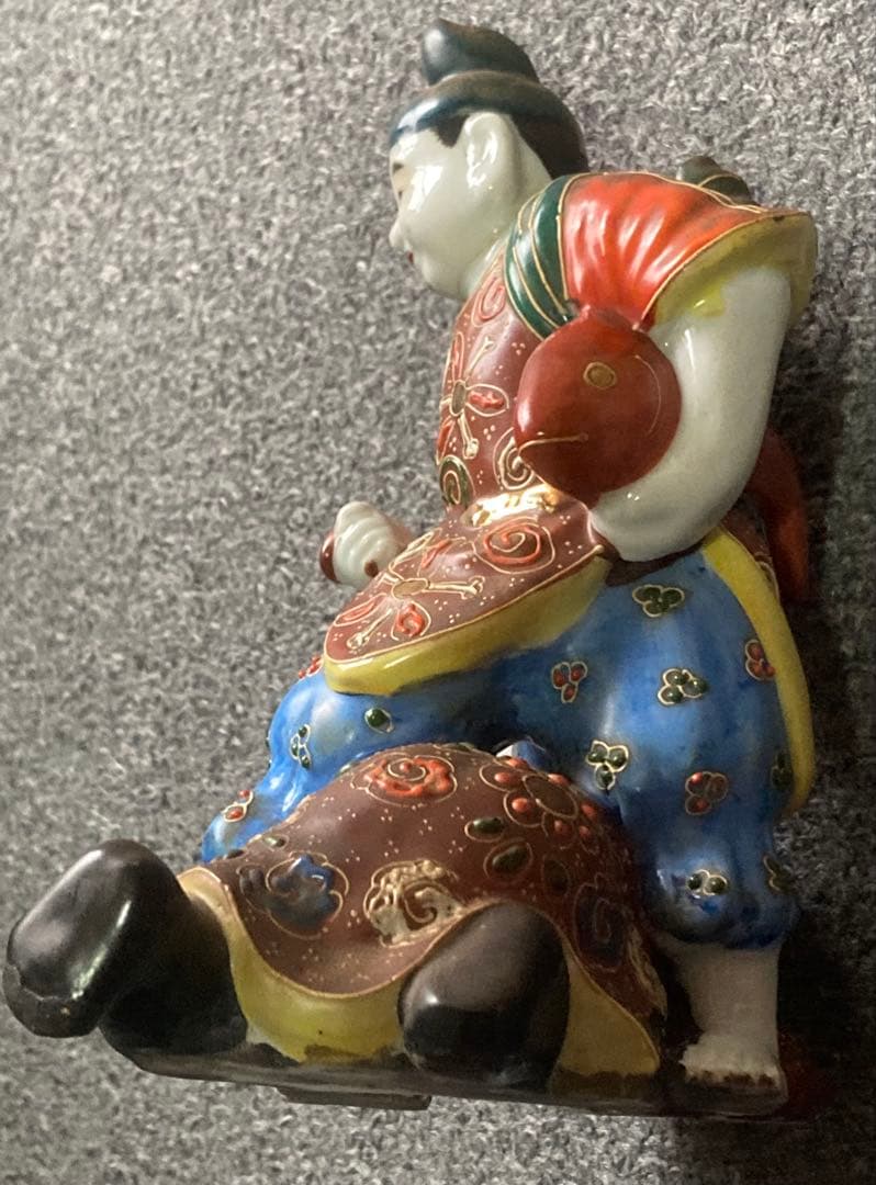 完全ジャンク品 九谷 えびす大黒 遊戯像