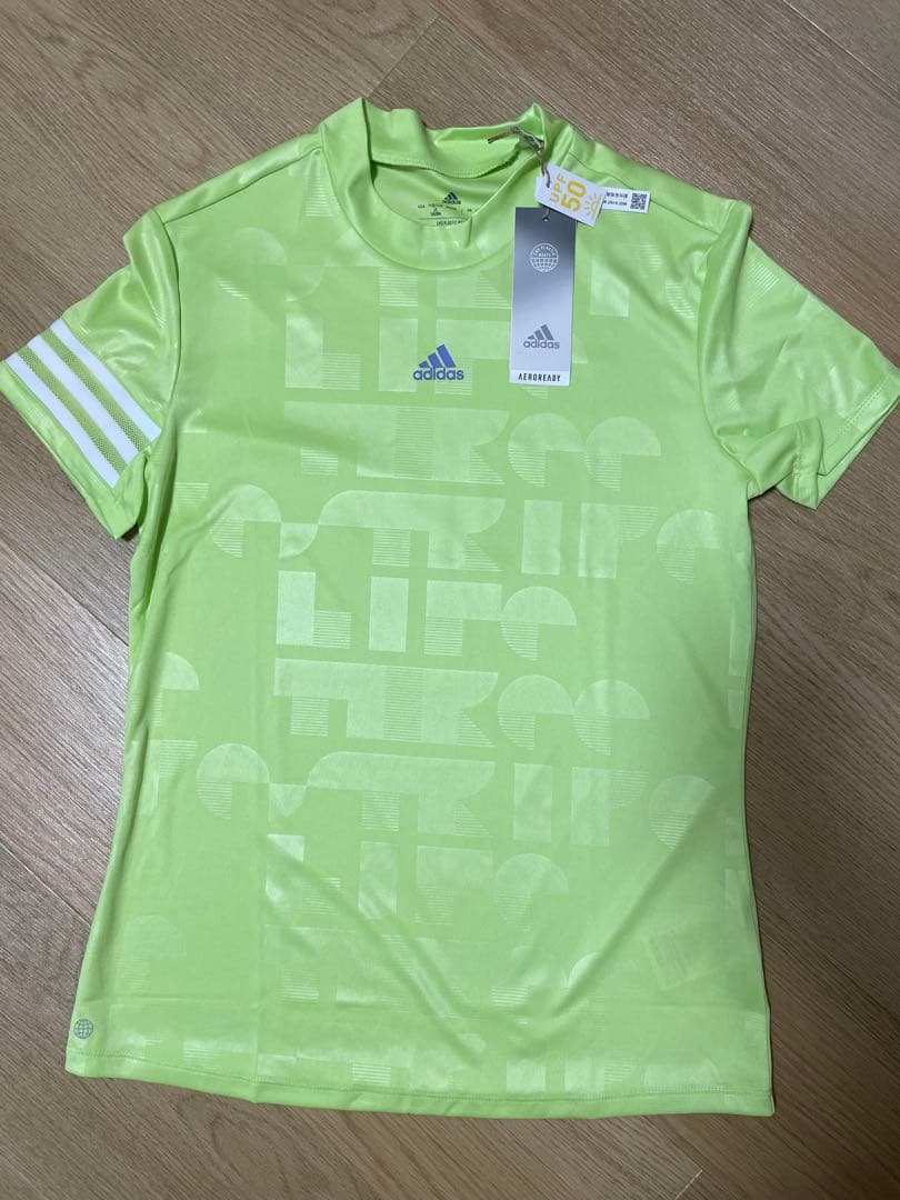 新品　8,490円　アディダスゴルフ　モックネックシャツ　Sサイズ　グリーン