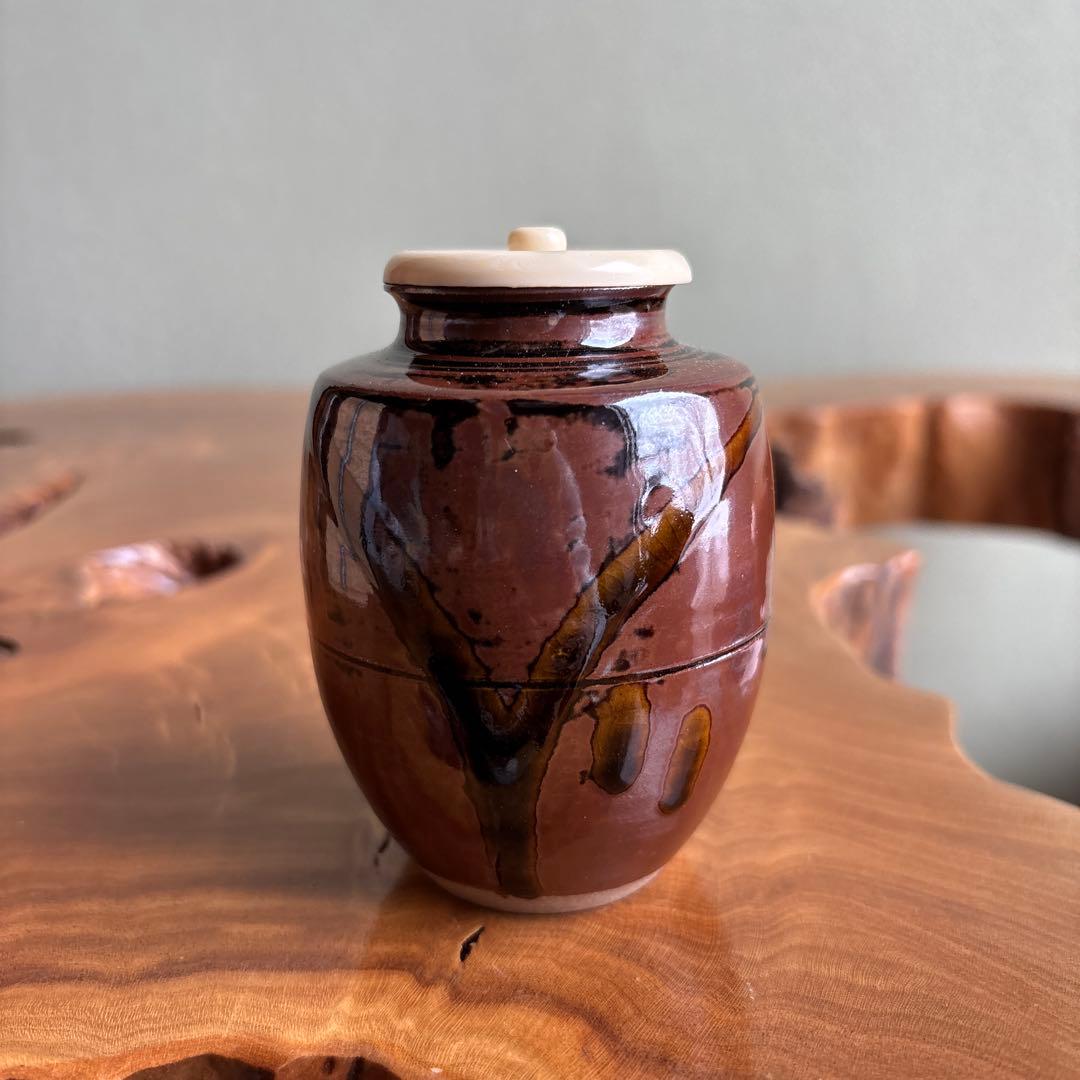 木津喜楽作 茶入 宮王肩衝写茶入 仕覆付 茶道具 共箱