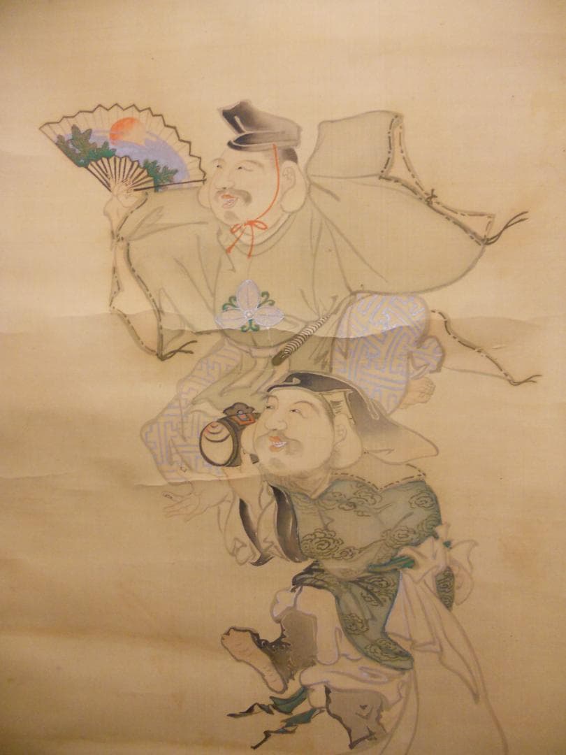 掛け軸 精華 恵比寿大国 絹本 希少 軸装 茶道具 掛軸 です。