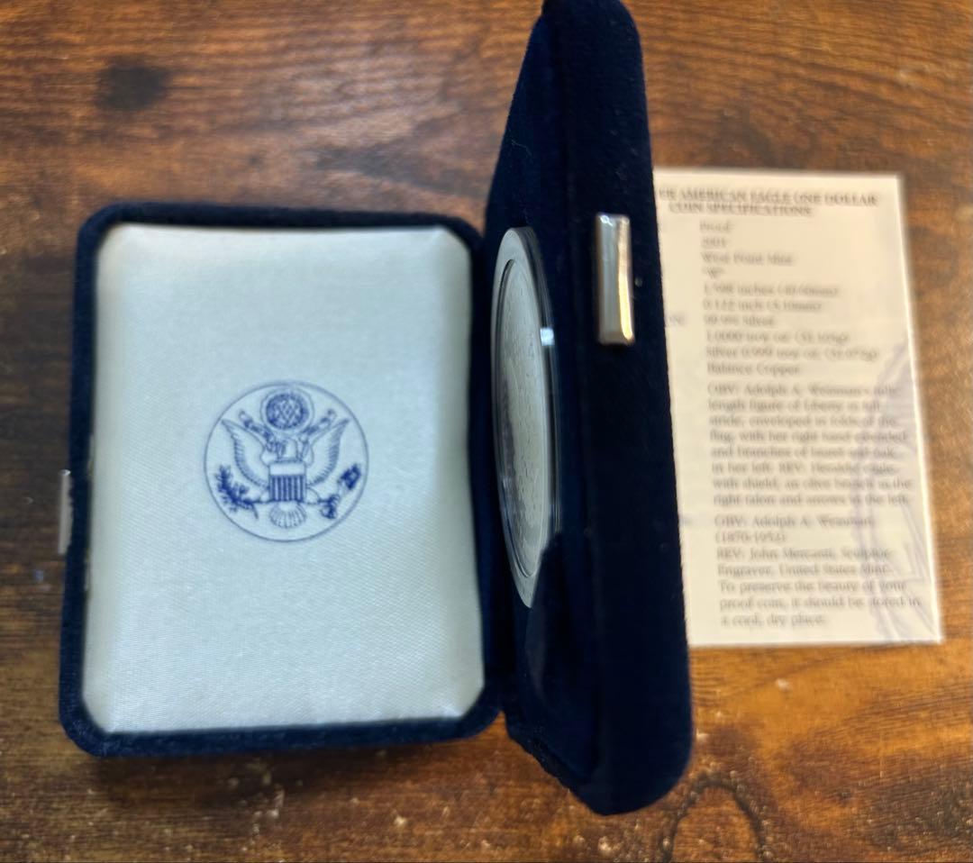 【超美品・付属完備】2001年 アメリカンイーグル銀貨 プルーフ 1oz 純銀