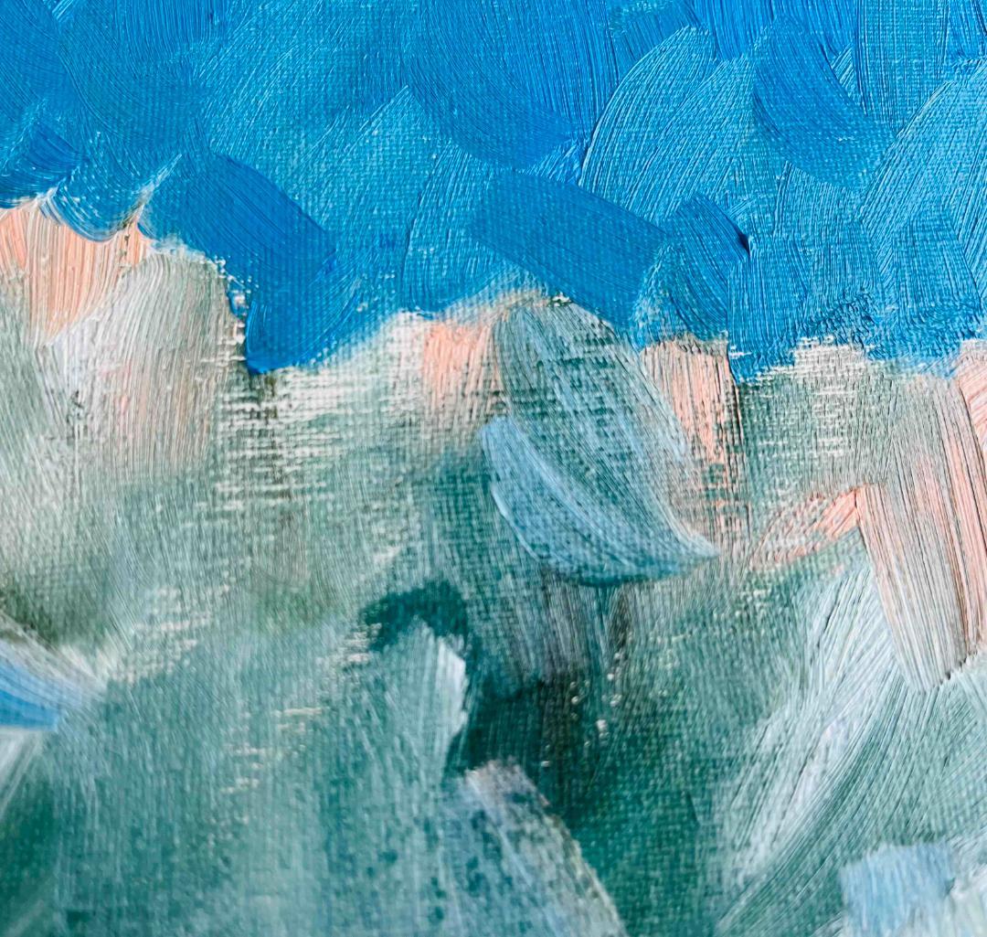 32×41㎝「冬空と民家」油彩・原画・F6