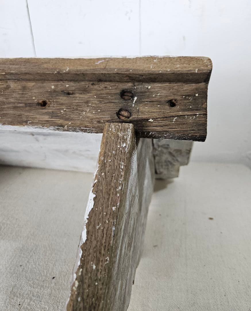 フランスアンティーク 古い木のウォールシェルフ 壁掛け 飾り棚 ラック シャビー