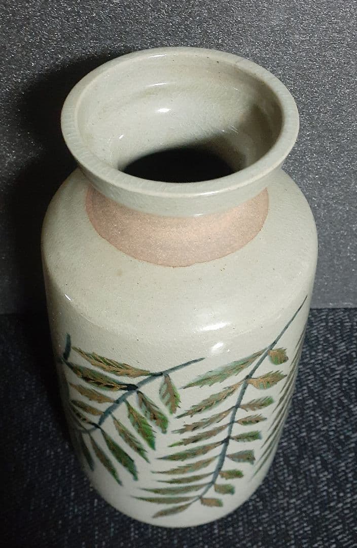 京焼　清水焼　名工【河合紀】造　金彩葉文　壺　瓶　花瓶　花入れ　共箱