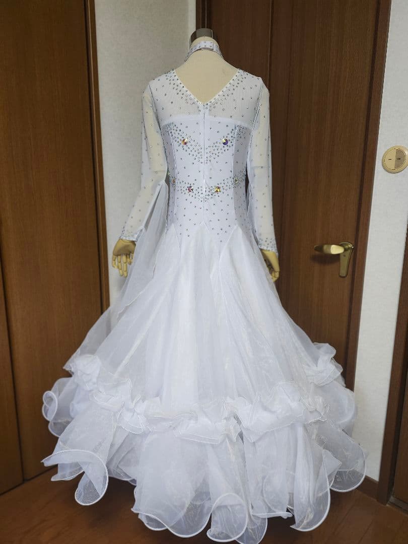 社交ダンス ドレス パーティー トライアル スタンダード モダン 白 XL